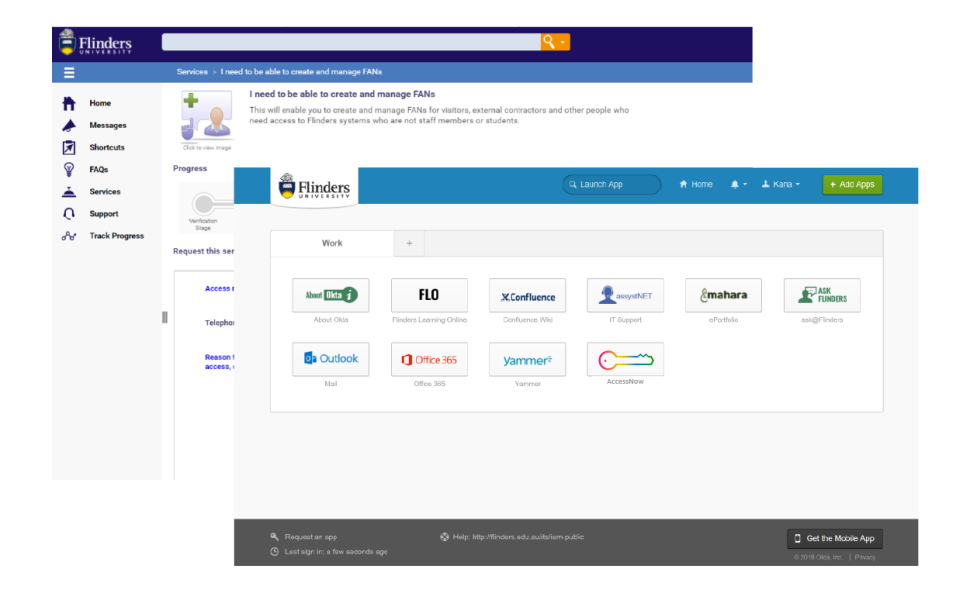 Request AccessNow for your Flinders dashboard