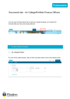Documents tab – for College/Portfolio Finance Officers