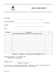 Lost credit card docket (receipt) form