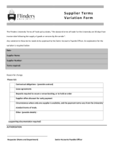 Supplier terms variation form